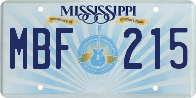 MS license plate MBF215