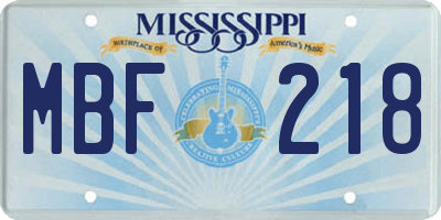 MS license plate MBF218