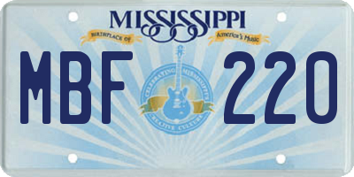 MS license plate MBF220