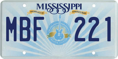 MS license plate MBF221