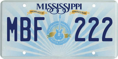 MS license plate MBF222