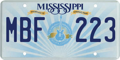 MS license plate MBF223