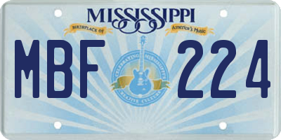 MS license plate MBF224