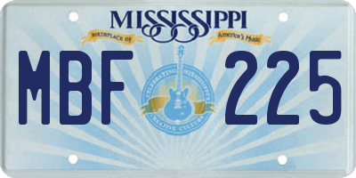 MS license plate MBF225