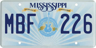 MS license plate MBF226