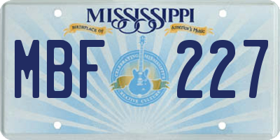 MS license plate MBF227