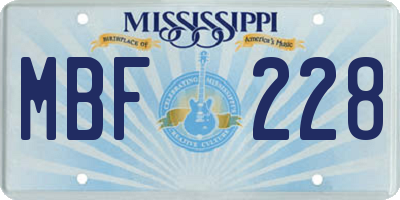 MS license plate MBF228