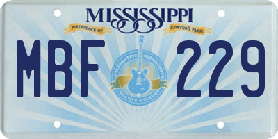 MS license plate MBF229