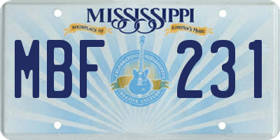 MS license plate MBF231