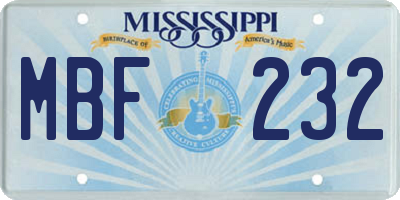 MS license plate MBF232