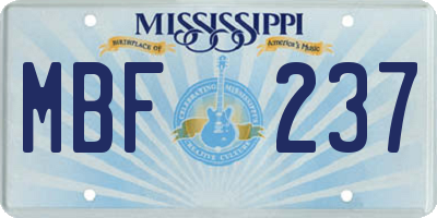 MS license plate MBF237
