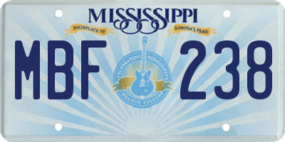 MS license plate MBF238
