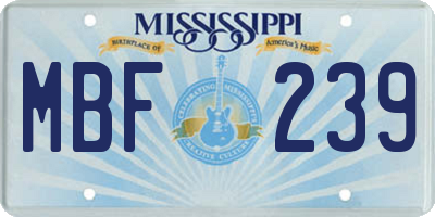 MS license plate MBF239