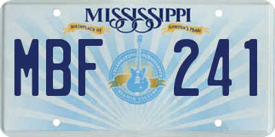 MS license plate MBF241
