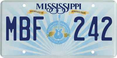 MS license plate MBF242