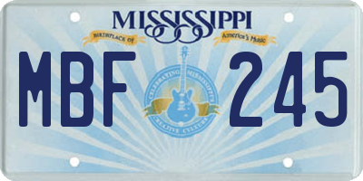 MS license plate MBF245