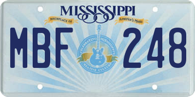 MS license plate MBF248