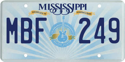 MS license plate MBF249