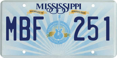 MS license plate MBF251