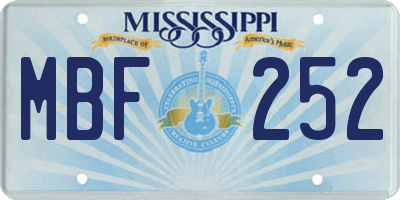MS license plate MBF252