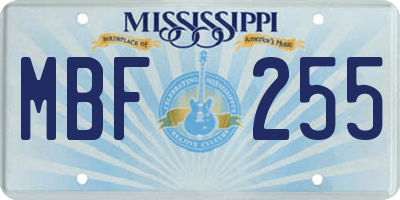 MS license plate MBF255