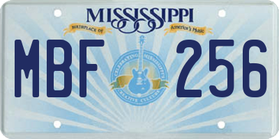 MS license plate MBF256