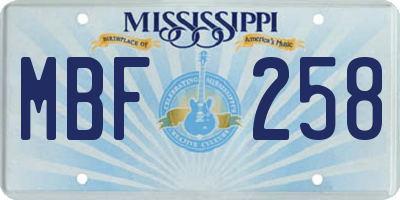 MS license plate MBF258