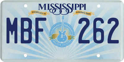 MS license plate MBF262