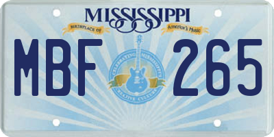 MS license plate MBF265