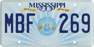 MS license plate MBF269
