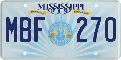 MS license plate MBF270