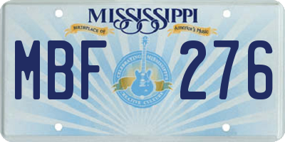 MS license plate MBF276