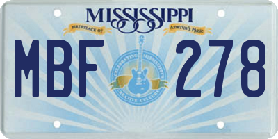 MS license plate MBF278