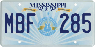 MS license plate MBF285
