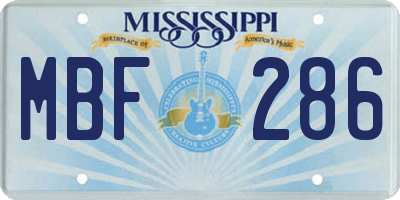 MS license plate MBF286
