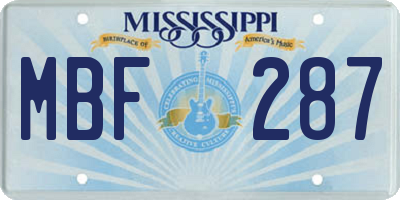 MS license plate MBF287