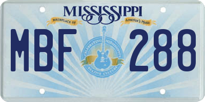 MS license plate MBF288