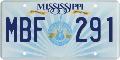 MS license plate MBF291