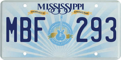 MS license plate MBF293