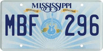 MS license plate MBF296