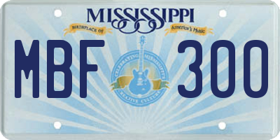 MS license plate MBF300