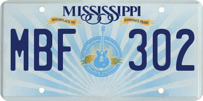 MS license plate MBF302