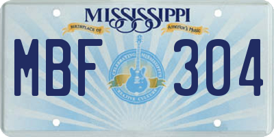 MS license plate MBF304