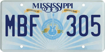 MS license plate MBF305