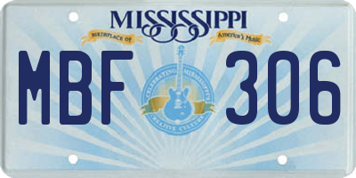 MS license plate MBF306
