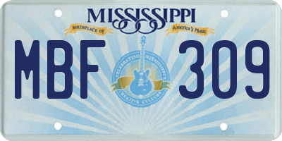 MS license plate MBF309
