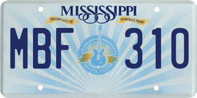 MS license plate MBF310