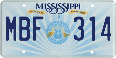 MS license plate MBF314