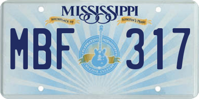 MS license plate MBF317