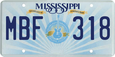 MS license plate MBF318